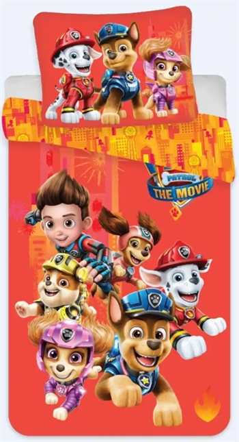 Paw Patrol The Movie sengetøj 100x140 cm - Paw Patrol junior sengetøj  - 2 i 1 design - 100% bomuld